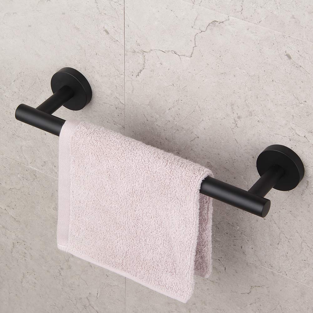 Gerz Contemporary 12-Inch Towel Bar Bath Hand Towel Holder Sus 304 Stainless Steel Wall Mounted Bathroom Organizer Matte Black